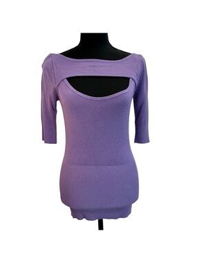 URBAN behaviour light purple 3/4 sleeve keyhole peephole knit sweater Sz M